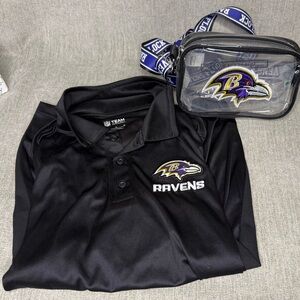 Baltimore Ravens Women’s Medium Ravens Polo NWT + Stadium Crossbody Bag